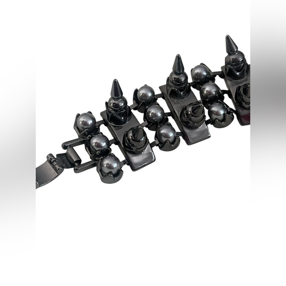 All Saints Haematite Drexel Spike Pearl Bracelet Haematite 8.25” - Picture 6 of 7